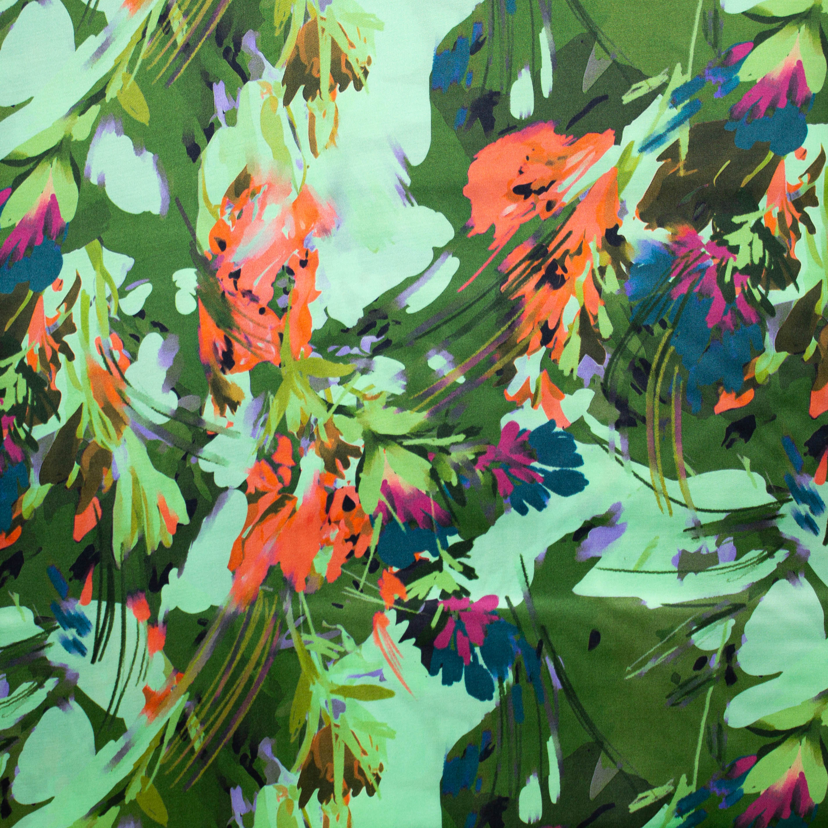 Viscose groen met abstract motief - Marylène Madou