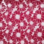 Broderie katoen rood met witte bloemen