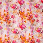 Tricot roze en oranje met bloemen