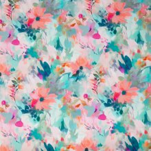 Tricot turquoise met bloemen