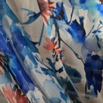 Chiffon wit met blauwe bloemen - Lorré