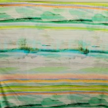 Viscose landschaps print met groen / oranje Lorré