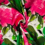 Mikado polyester gebroken wit met bloemenprint - Lorré