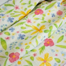 Double gauze wit met bloemen - Little Darling