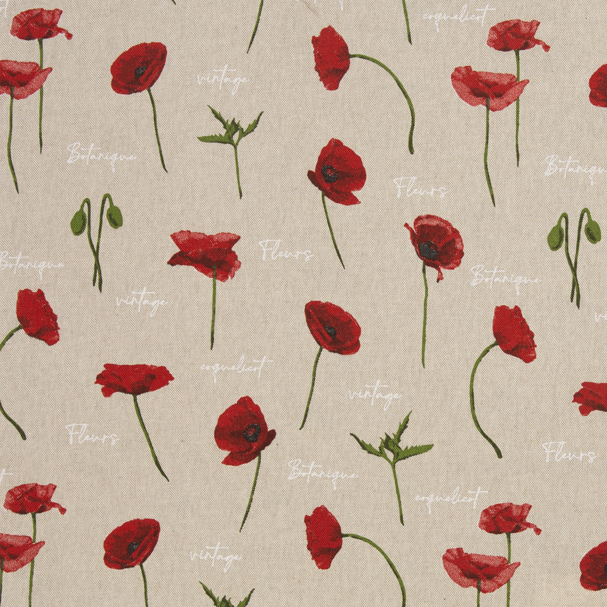 Canvas beige met klaprozen 'Petra'