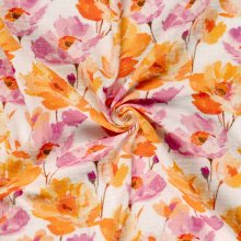 Double gauze met bloemen aquarel print