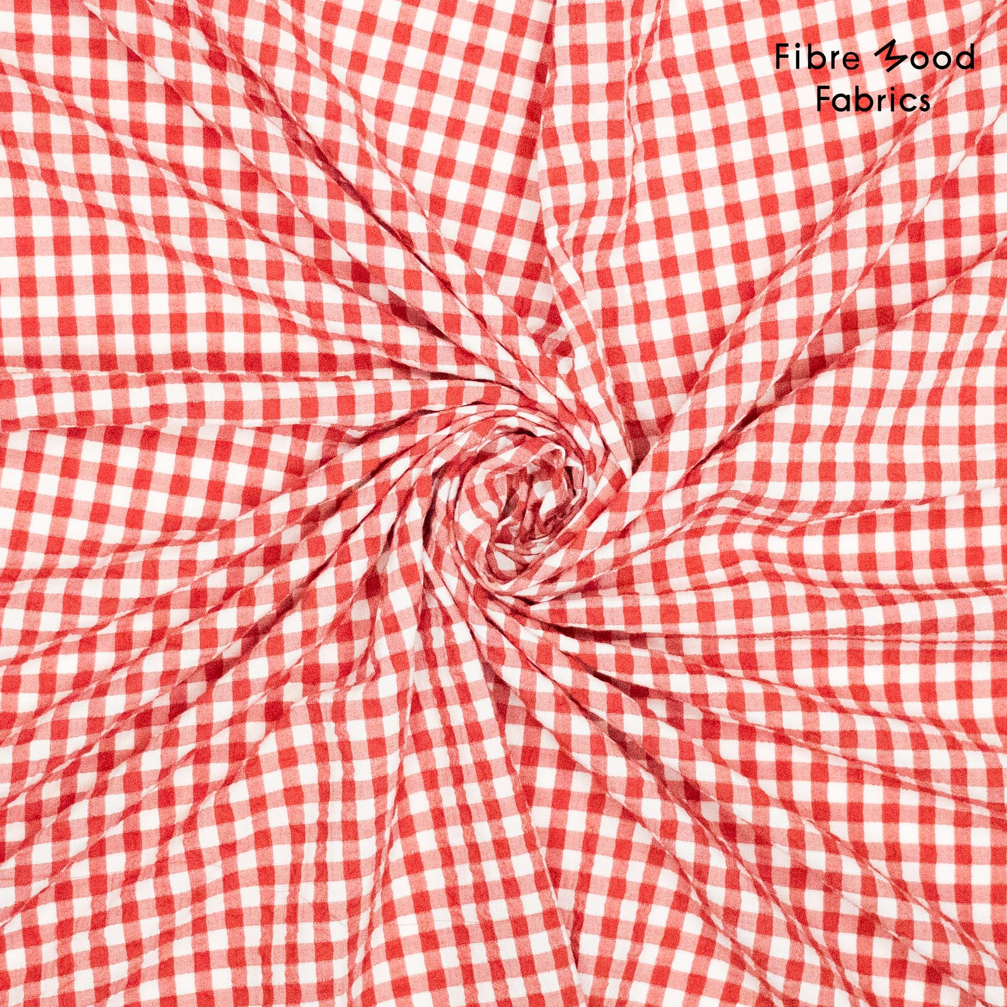 Seersucker rood geruit - Fibre Mood