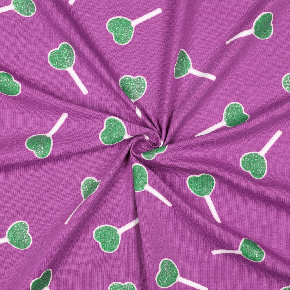 Jersey glitter lollypop paars - Poppy