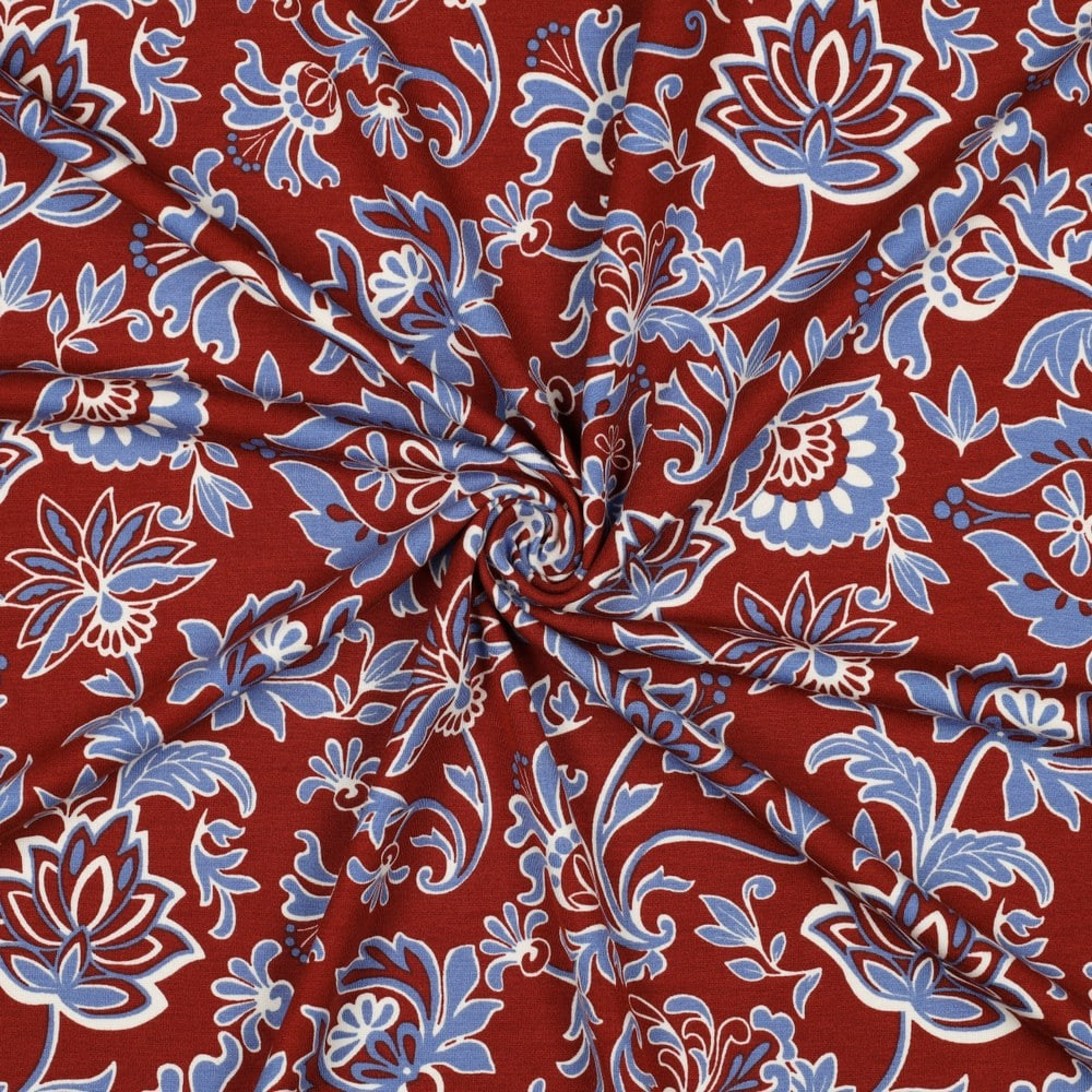 Viscose punta di roma bloemenprint - Poppy