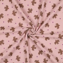 Double gauze oudroze met vogels - Poppy