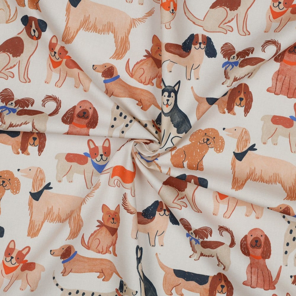 Katoen poplin met honden - Poppy