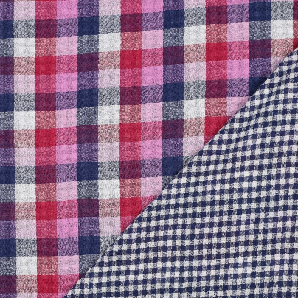 Double gauze dubbelzijdig roos geruit van Poppy