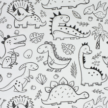 Katoen wit met dino's