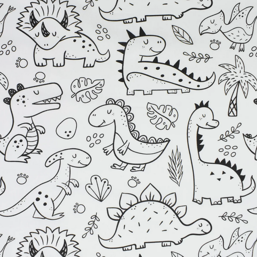 Katoen wit met dino's