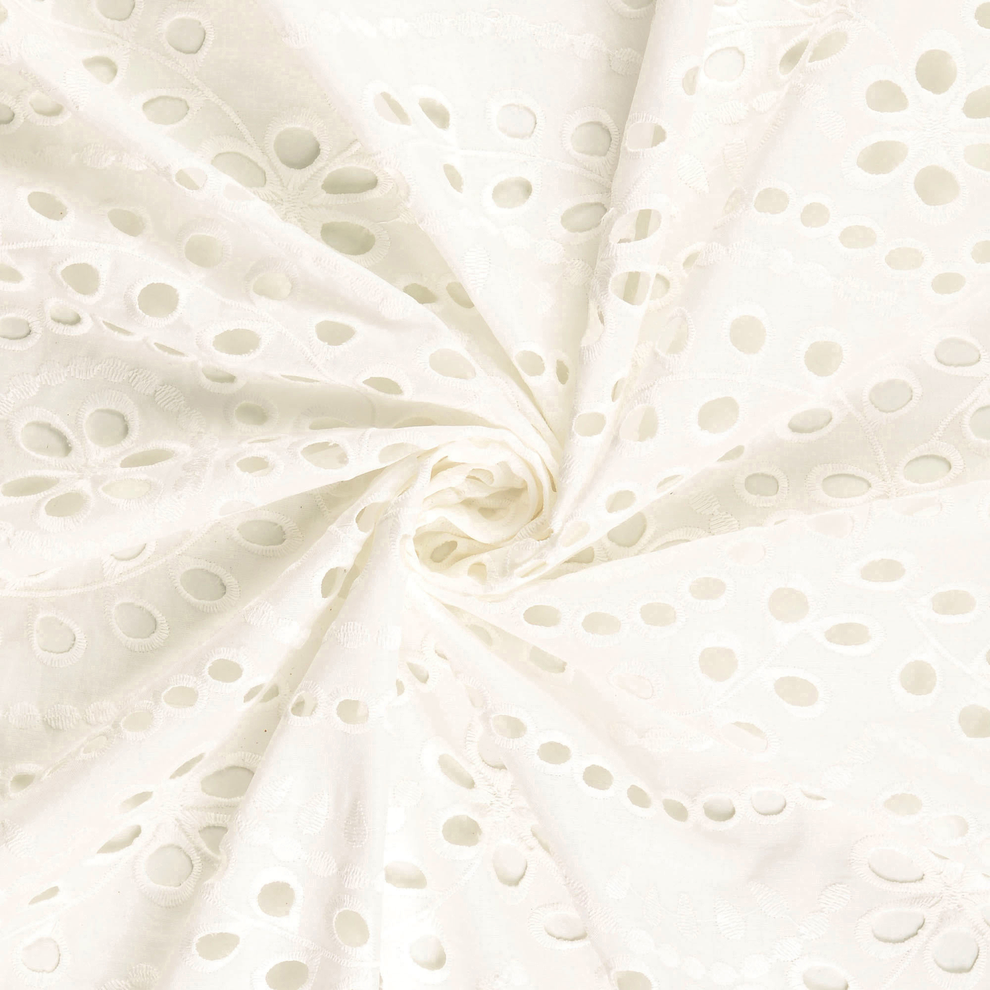 Broderie wit met bloemen