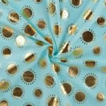 Tricot lichtblauw met gouden zonnetjes 'Sunny Dusty Mint'