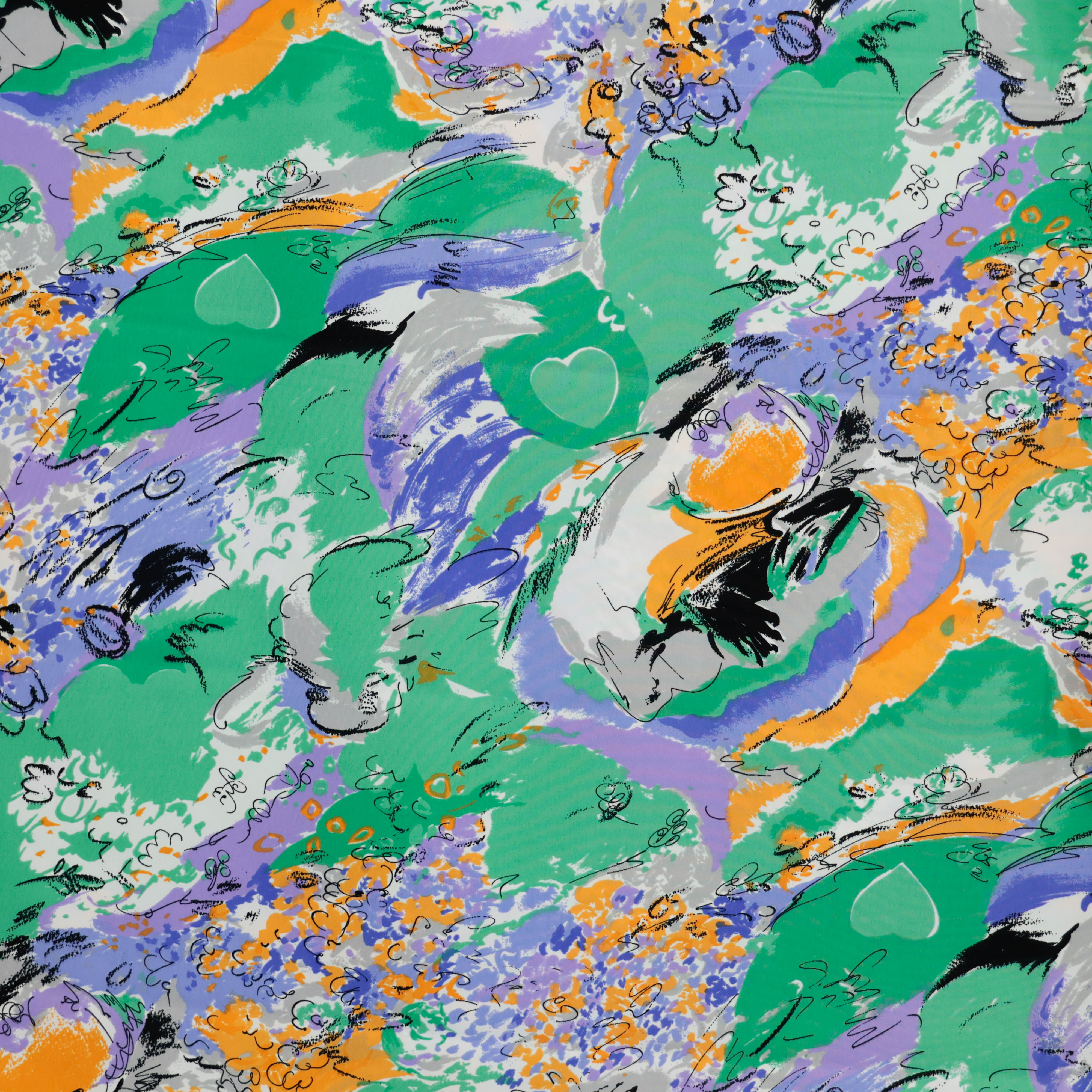 Polyester crêpe met groene print