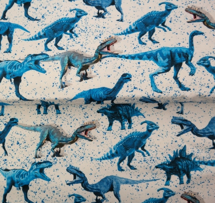 Tricot wit met blauwe dino's