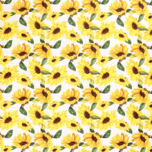 Katoen wit met zonnebloemen