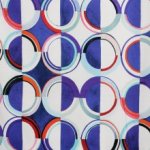 Canvas wit-blauw met abstract patroon