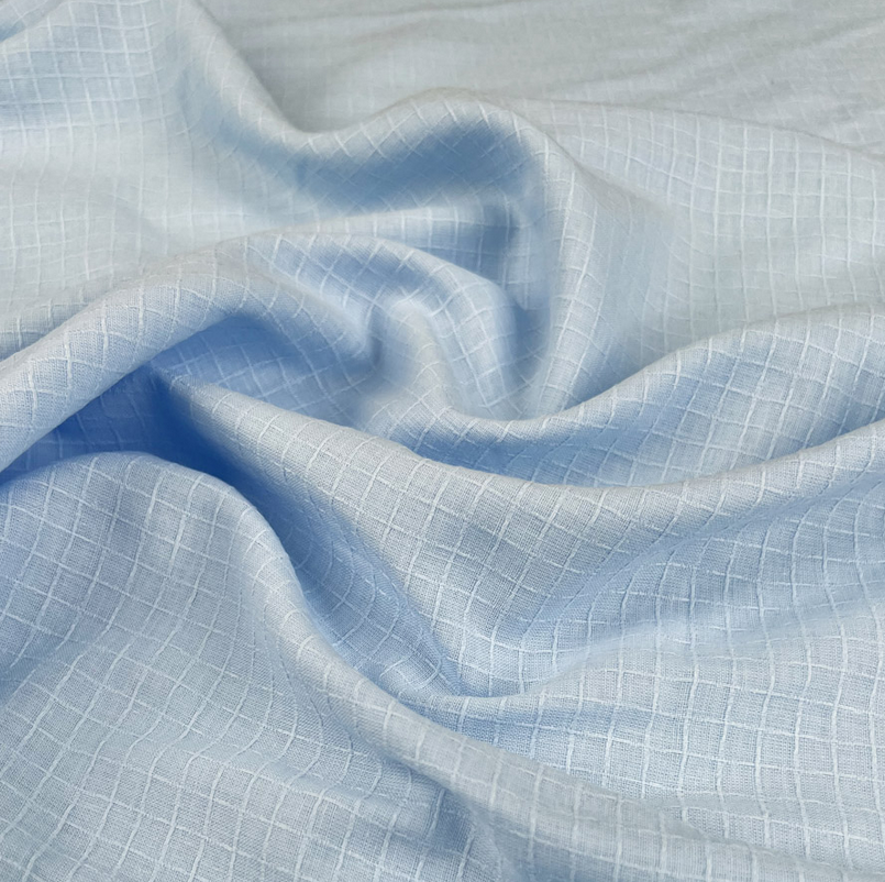 Katoen ingeweven ruitjes blauw - Fibre Mood