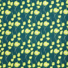 Crêpe donkergroen met lichtgroene bloemen