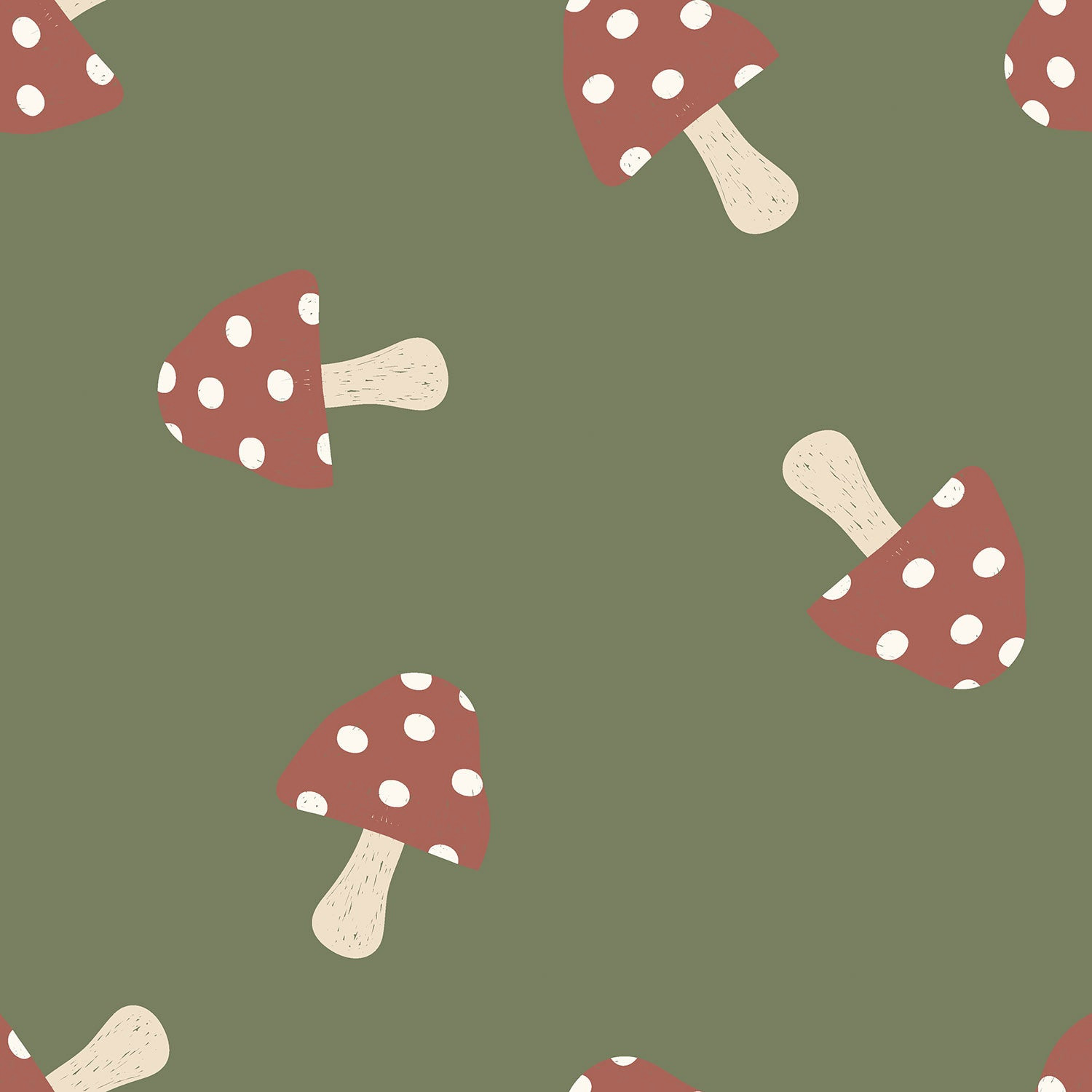French terry crêpe stof paddenstoelen