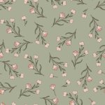 Tricot groen met bloemen