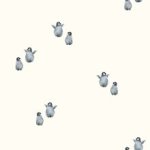 Jersey rib gebroken wit met pinguins