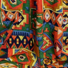 Polyester multicolor met grafische vlakken