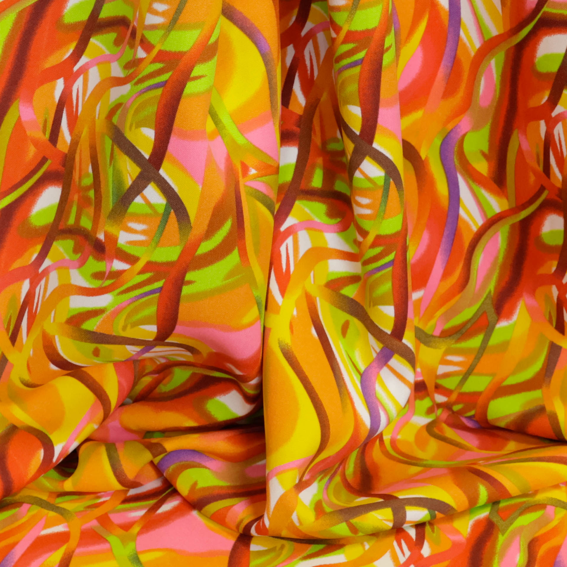 Polyester warme tinten met abstract patroon