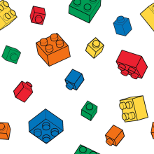 Katoen wit met lego blokjes