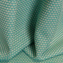 Chanelstof turquoise met wit patroon