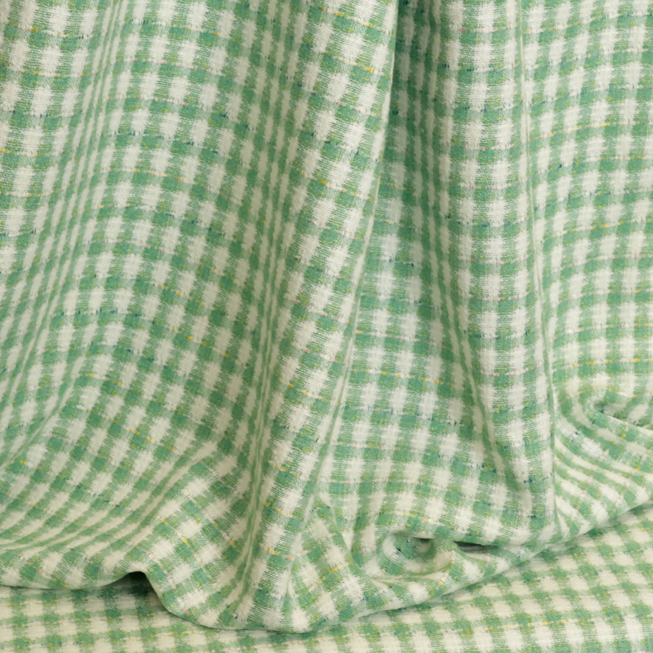 Chanelstof wit met groen geruit