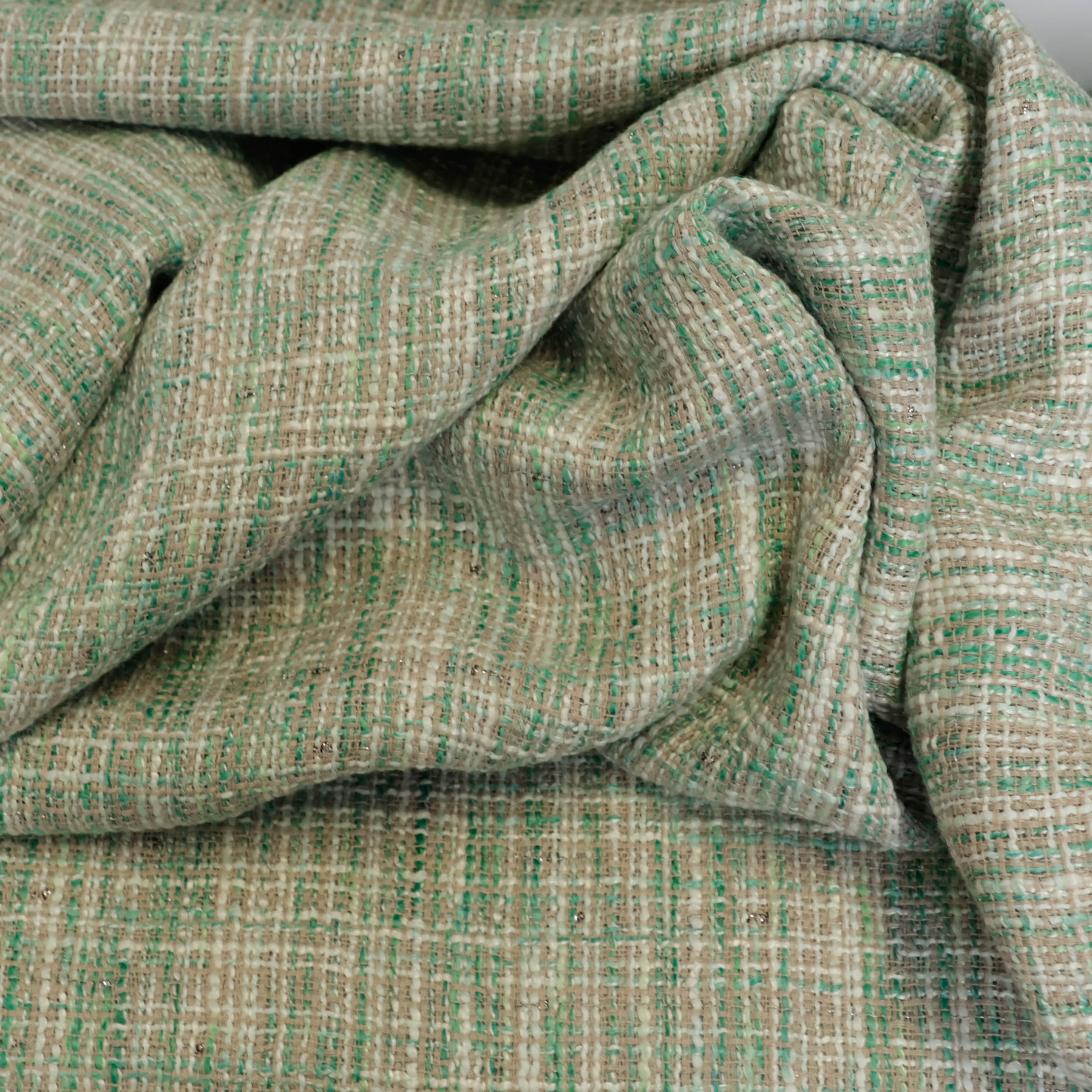 Chanelstof wit met groen