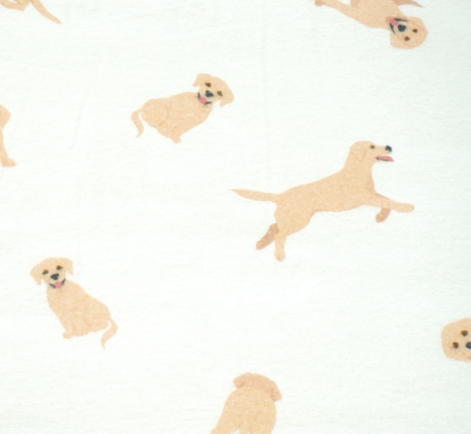 Flanel gebroken wit met hondjes  - Qjutie & the Qjutest