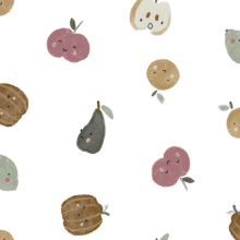 Transparante regenjasstof met fruit/groentesoorten  - Qjutie & the Qjutest