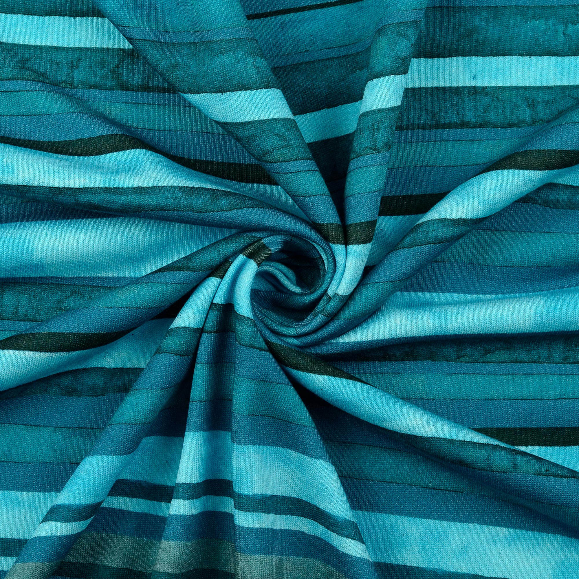 Sweaterstof gestreept turquoise