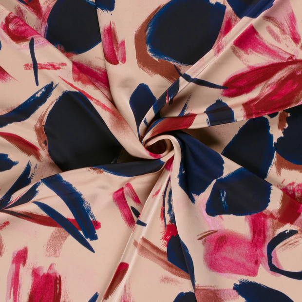 Satijn roze met bloemen - My Image