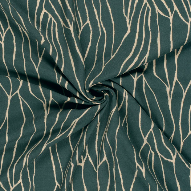 Viscose met keperbinding staalblauw met abstract patroon - My Image