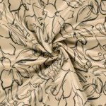 Suede stretch beige met bloemmotief - My Image