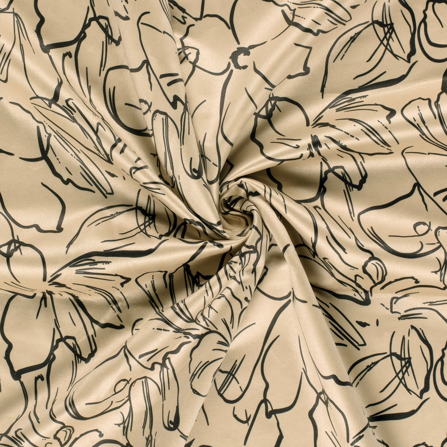 Suede stretch beige met bloemmotief - My Image