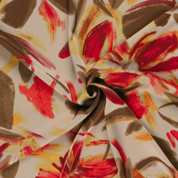 Satijn taupe met bloemen - My Image