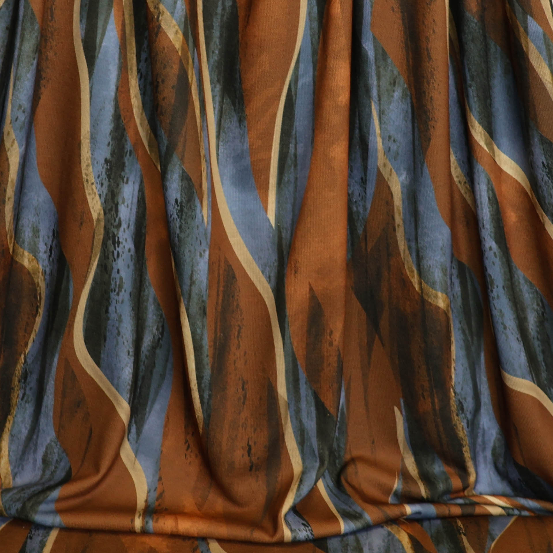Fijne breistof blauw met bruin - Knipmode
