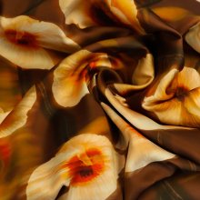 Satijn bruin met klaprozen - Knipmode