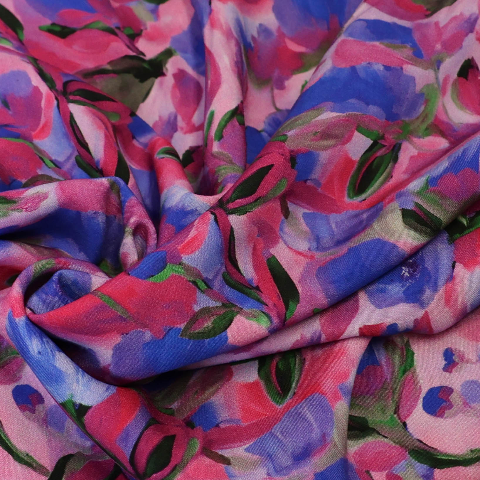 Viscose fuchsia met bloemen