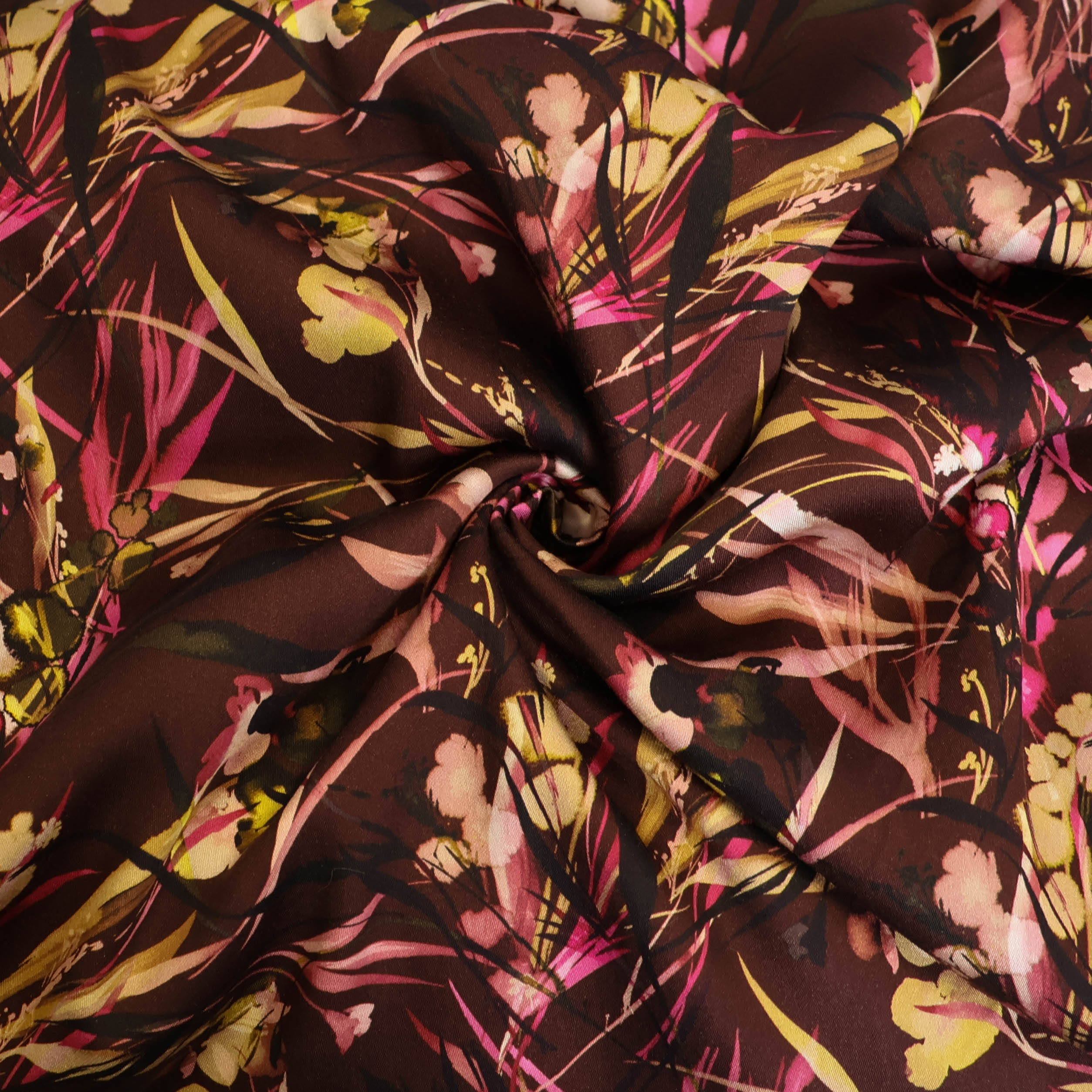 Viscose bruin met planten