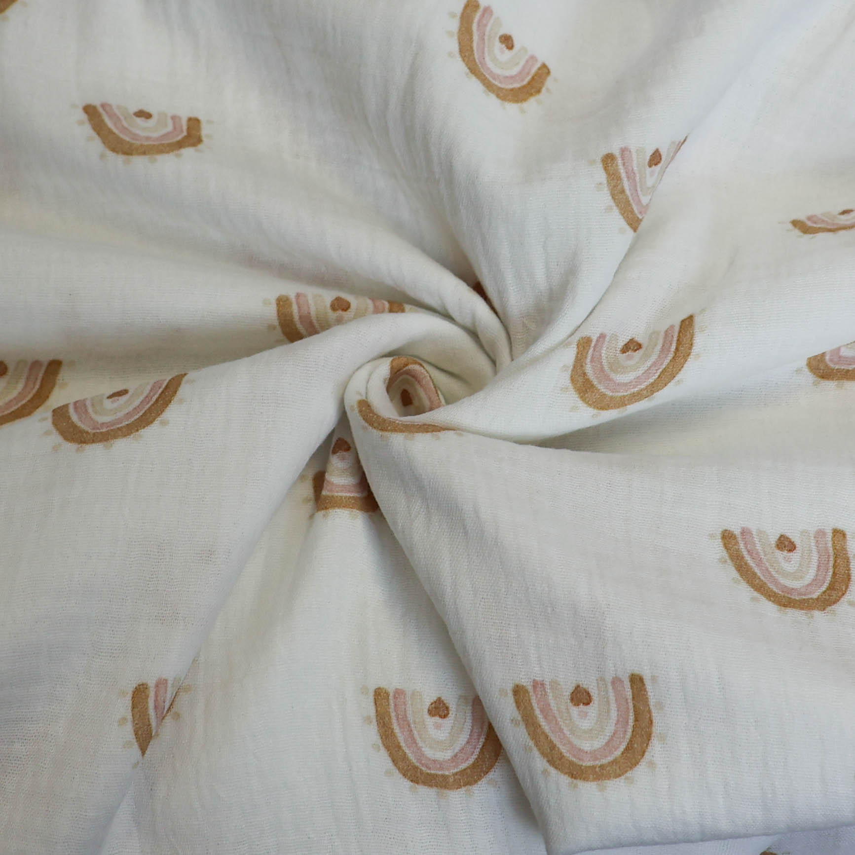 Double gauze wit met regenboogjes