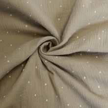Double gauze beige met witte stipjes