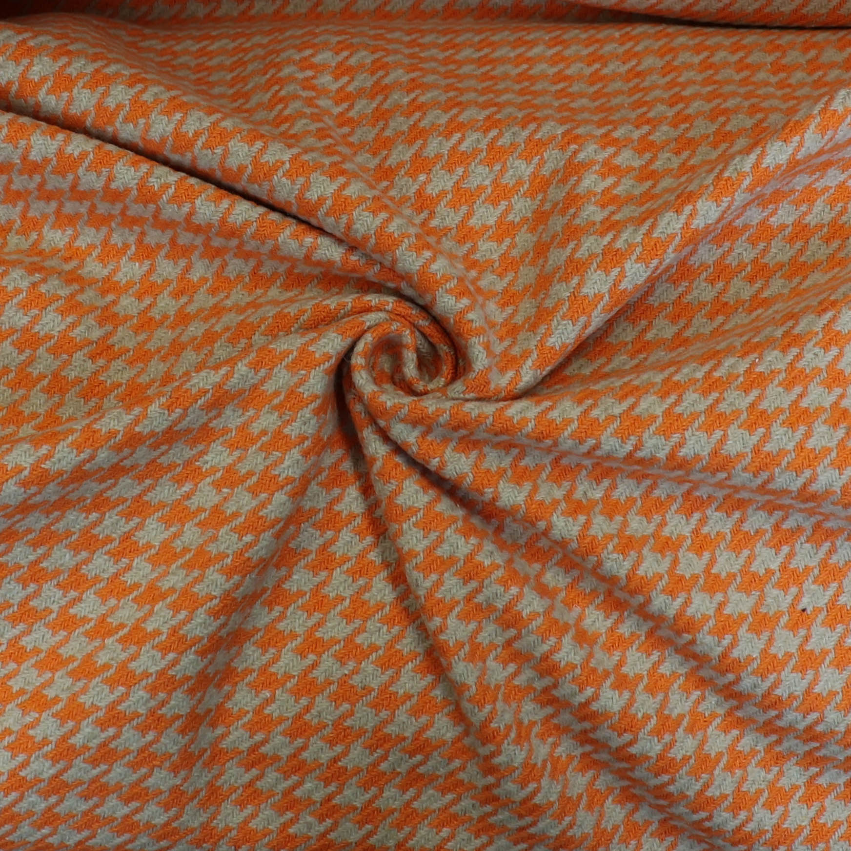 Jacquard pied de poule beige en oranje